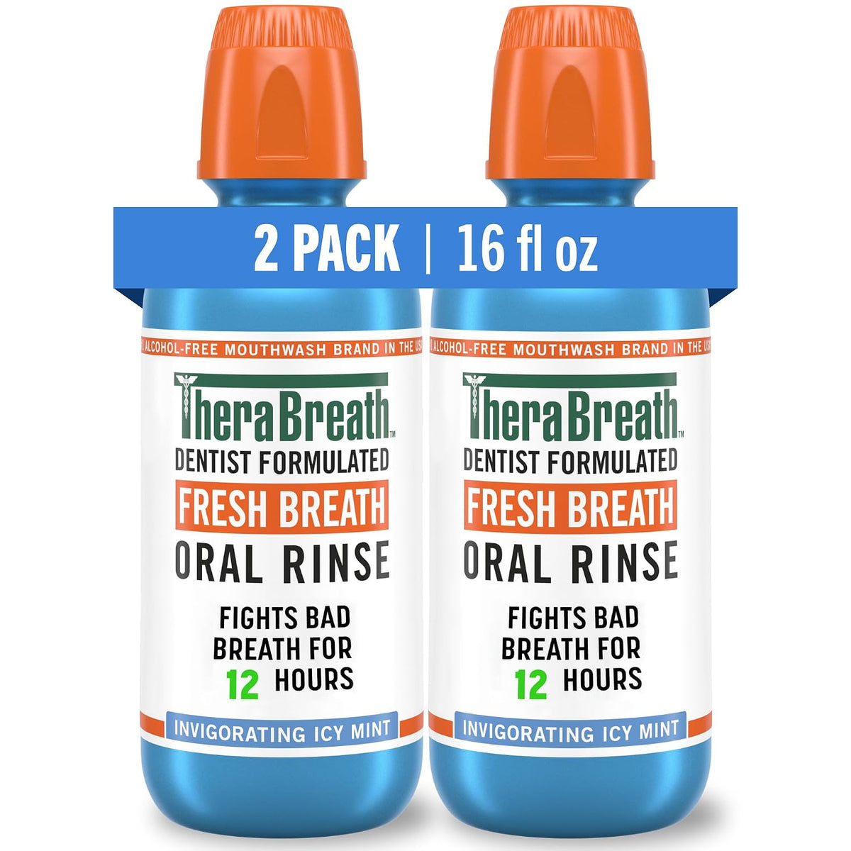 TheraBreath Fresh Breath Mouthwash — Icy Mint, 2 × 16 fl oz
