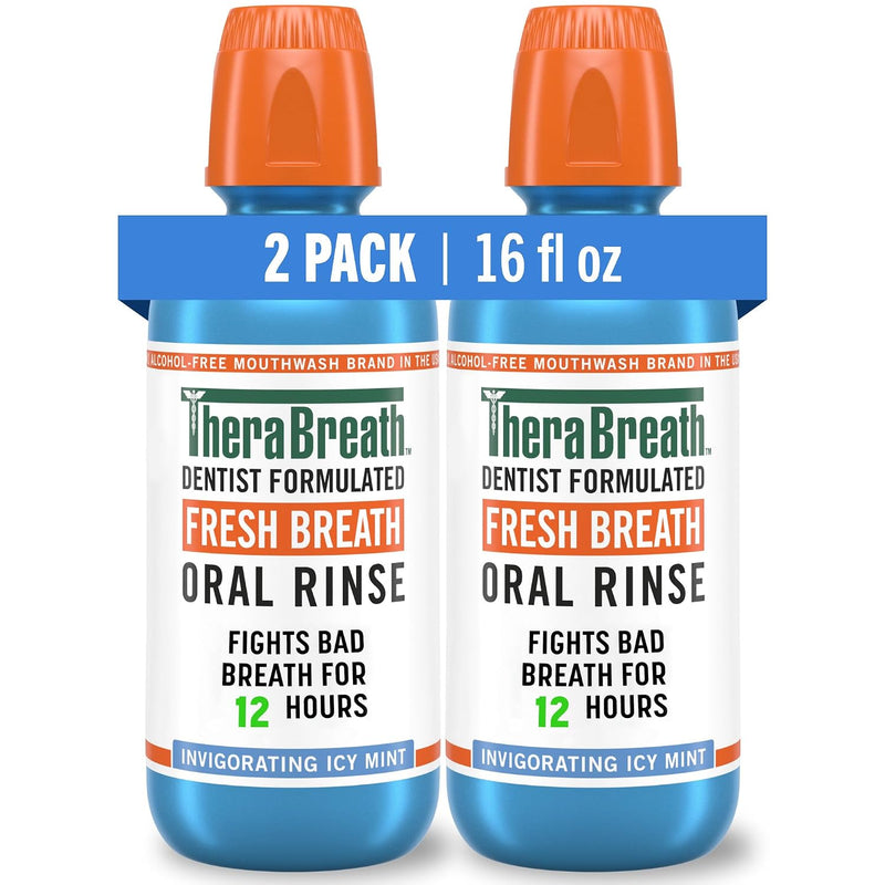TheraBreath Fresh Breath Mouthwash — Icy Mint, 2 × 16 fl oz
